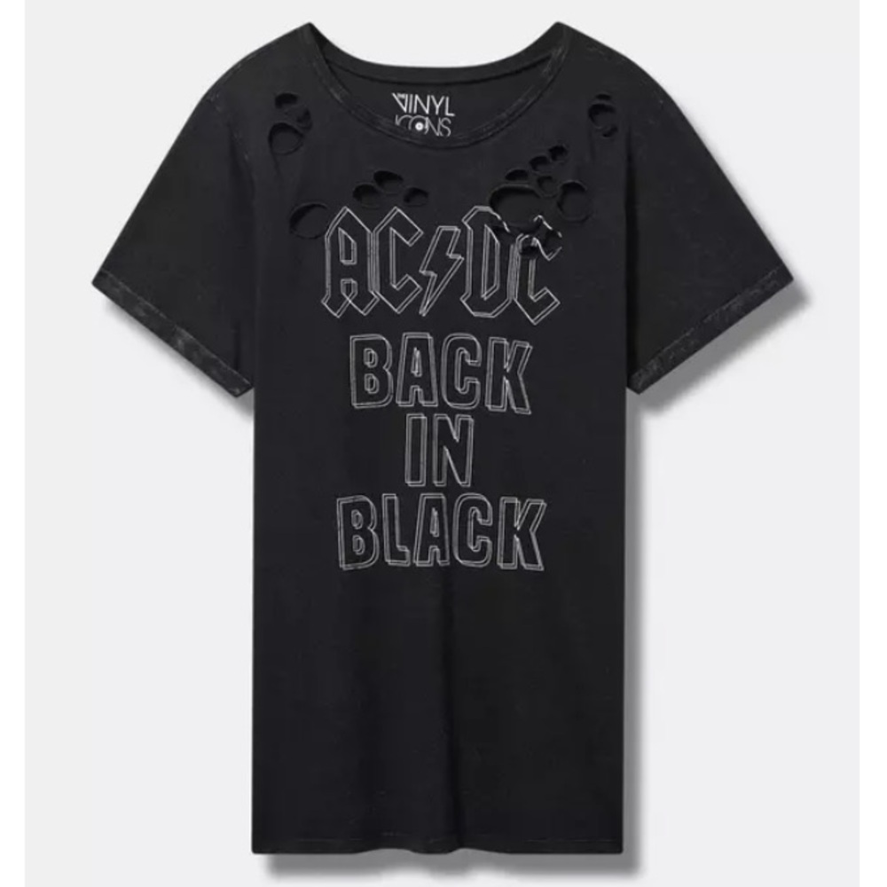 TORRID NWT ACDC Classic Fit Cotton Destructed Tunic Tee
